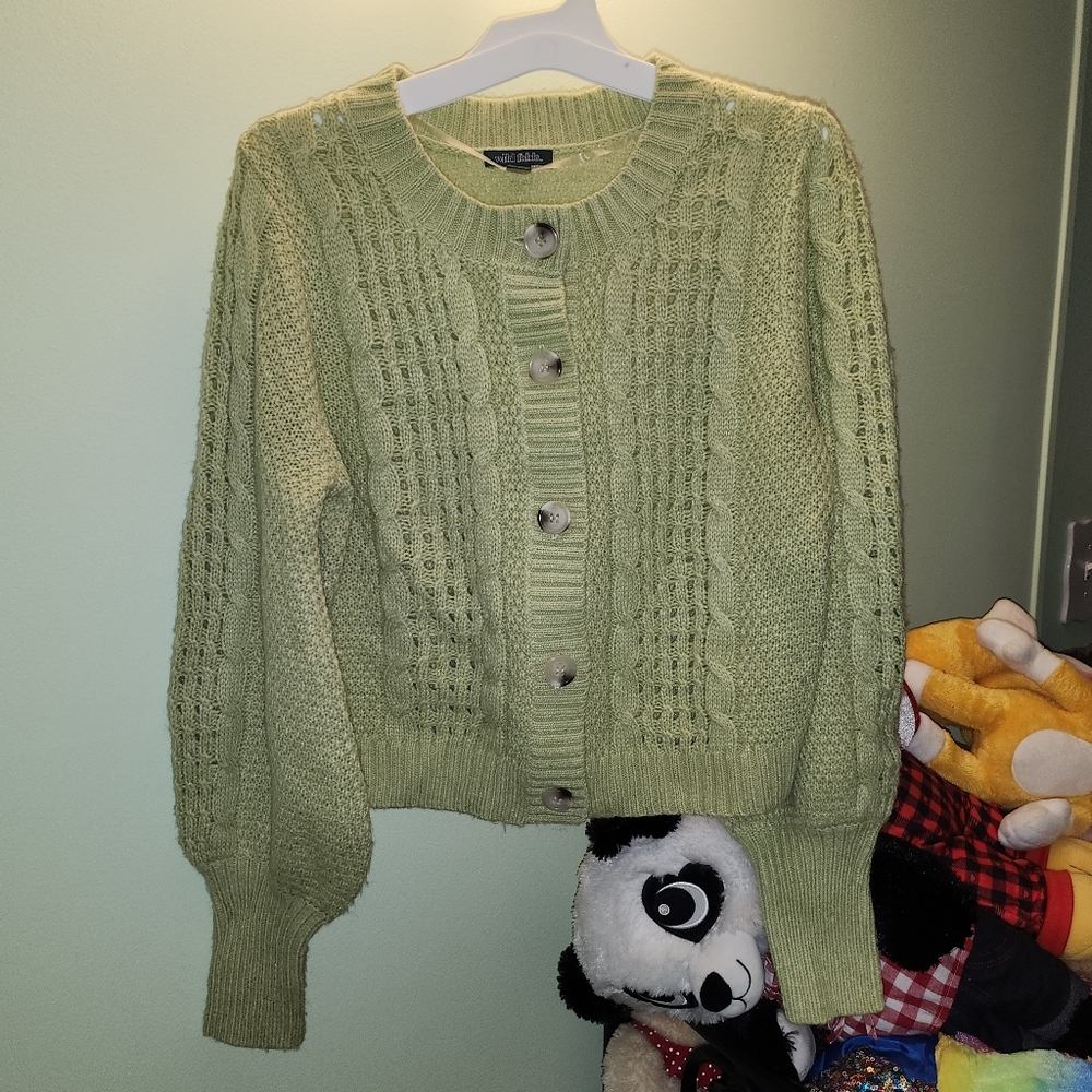 Green knit cardigan